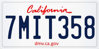 CA license plate 7MIT358
