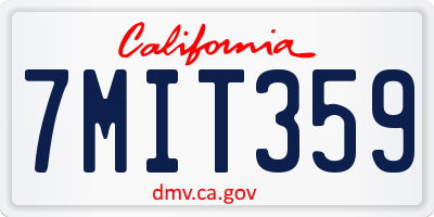 CA license plate 7MIT359