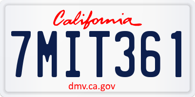 CA license plate 7MIT361