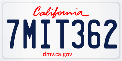 CA license plate 7MIT362