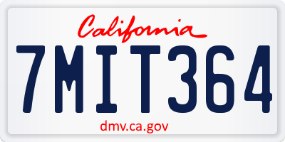 CA license plate 7MIT364