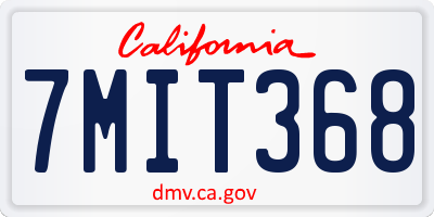 CA license plate 7MIT368