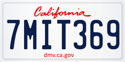 CA license plate 7MIT369