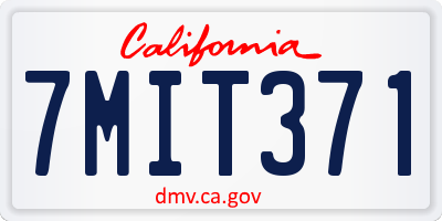 CA license plate 7MIT371