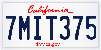 CA license plate 7MIT375