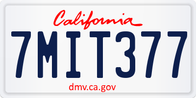 CA license plate 7MIT377