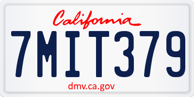 CA license plate 7MIT379