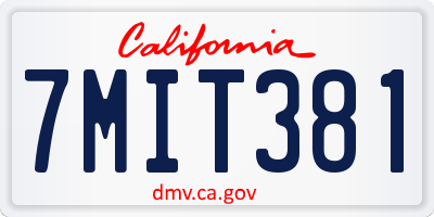 CA license plate 7MIT381