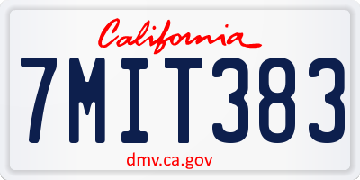 CA license plate 7MIT383