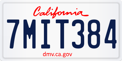 CA license plate 7MIT384