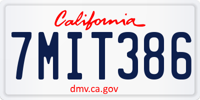 CA license plate 7MIT386
