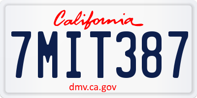 CA license plate 7MIT387