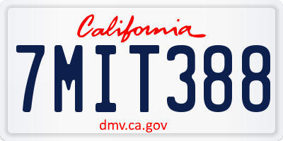 CA license plate 7MIT388