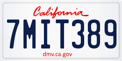 CA license plate 7MIT389