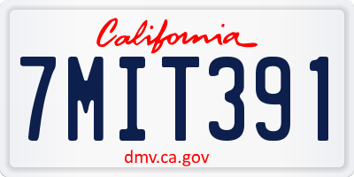 CA license plate 7MIT391