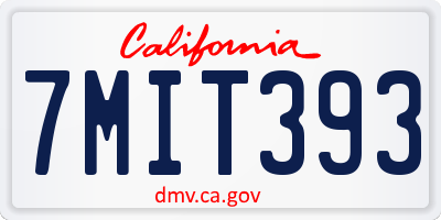 CA license plate 7MIT393