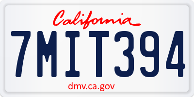 CA license plate 7MIT394
