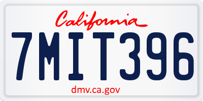 CA license plate 7MIT396