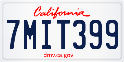 CA license plate 7MIT399