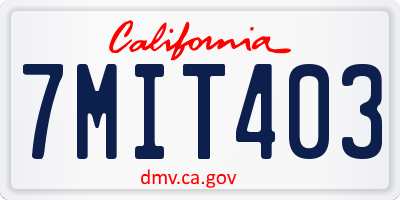 CA license plate 7MIT403
