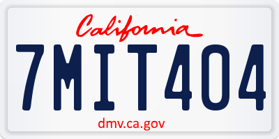 CA license plate 7MIT404