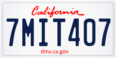 CA license plate 7MIT407