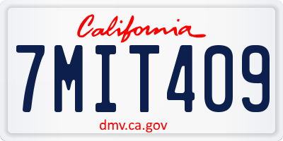 CA license plate 7MIT409