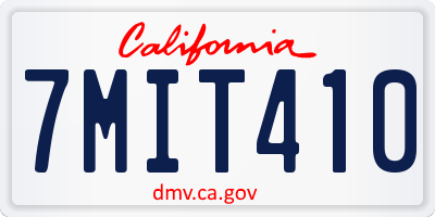 CA license plate 7MIT410