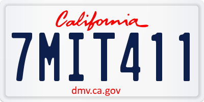 CA license plate 7MIT411