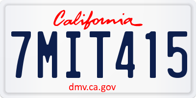 CA license plate 7MIT415