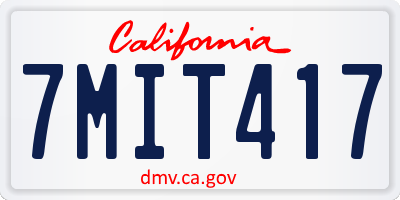 CA license plate 7MIT417
