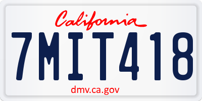CA license plate 7MIT418