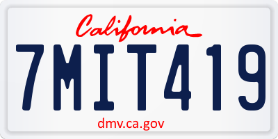 CA license plate 7MIT419