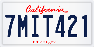 CA license plate 7MIT421