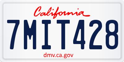 CA license plate 7MIT428