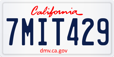 CA license plate 7MIT429