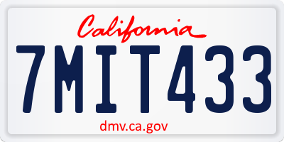 CA license plate 7MIT433