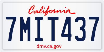 CA license plate 7MIT437