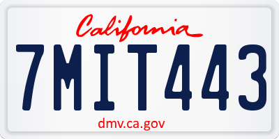 CA license plate 7MIT443