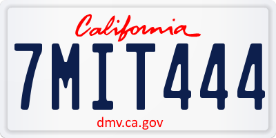 CA license plate 7MIT444