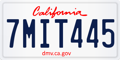 CA license plate 7MIT445