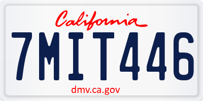 CA license plate 7MIT446