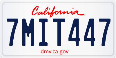 CA license plate 7MIT447