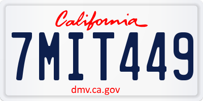 CA license plate 7MIT449