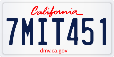 CA license plate 7MIT451