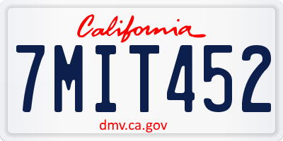 CA license plate 7MIT452