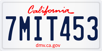 CA license plate 7MIT453