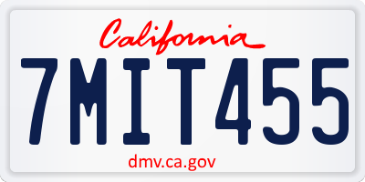 CA license plate 7MIT455