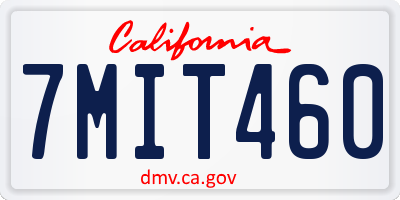 CA license plate 7MIT460