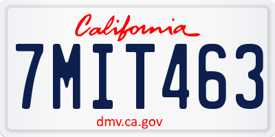 CA license plate 7MIT463